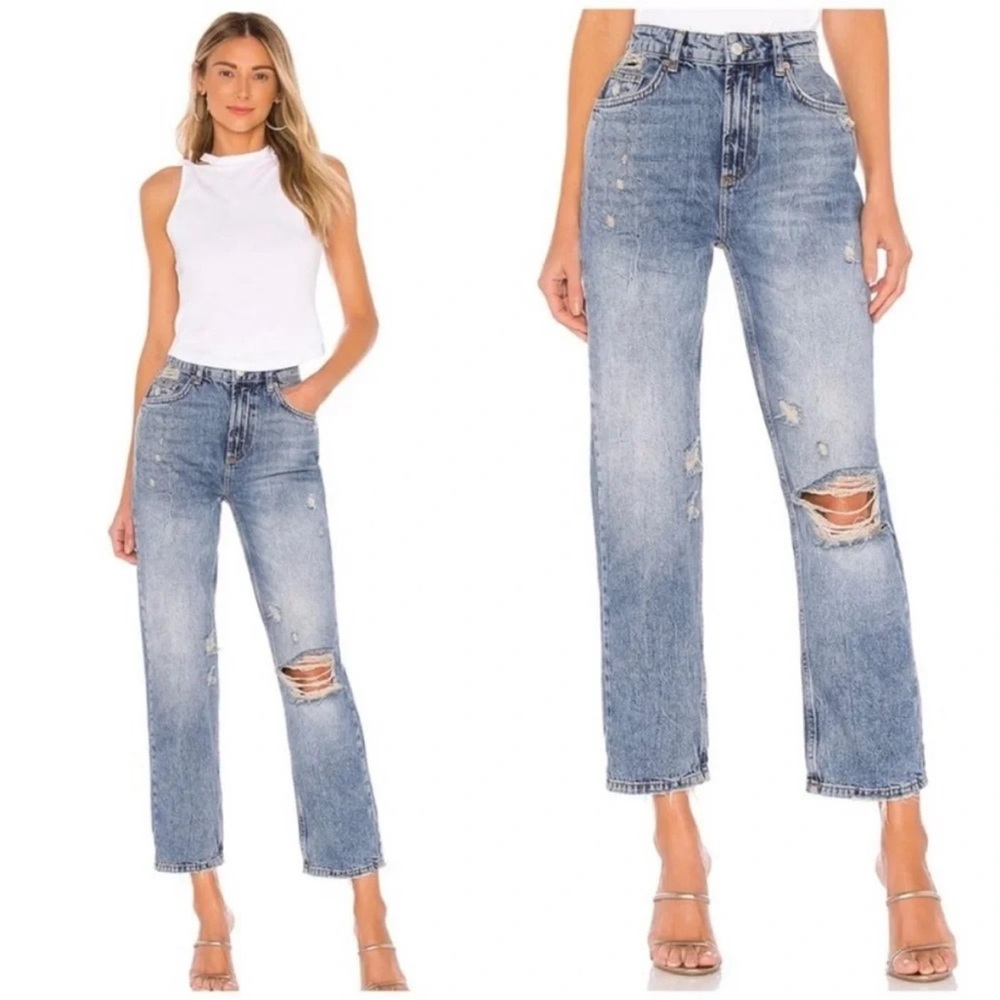 Free People We The Free Dakota Straight Leg Jeans in Vintage Indigo Size 28